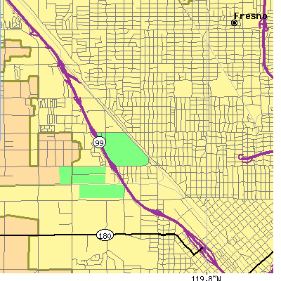 Zip code 93728 close-up map