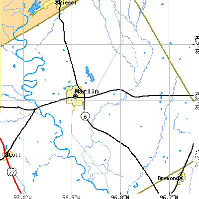 Zip code 76661 close-up map