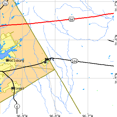 Zip code 76664 close-up map