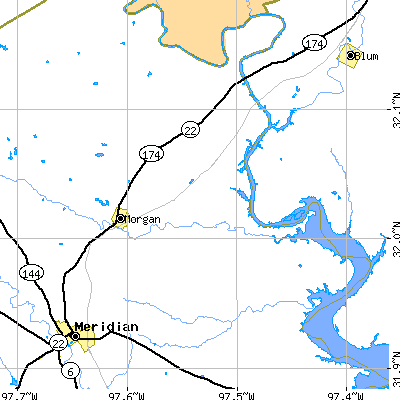 Zip code 76671 close-up map