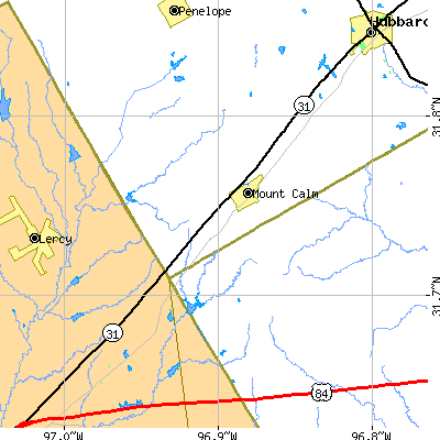 Zip code 76673 close-up map