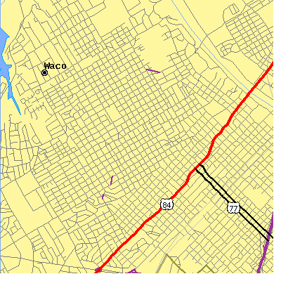 Zip code 76707 close-up map