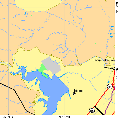 Zip code 76708 close-up map