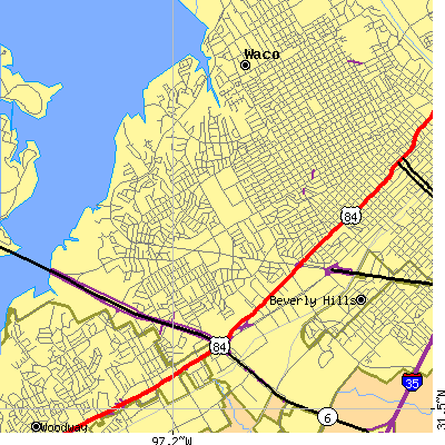 Zip code 76710 close-up map