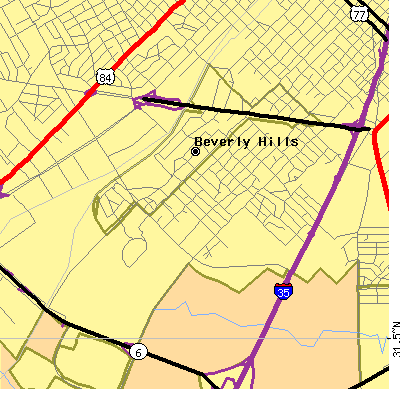 Zip code 76711 close-up map