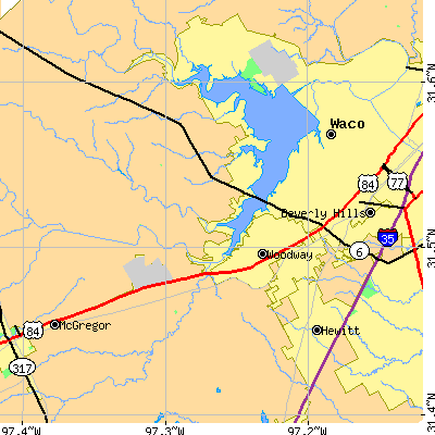 Zip code 76712 close-up map