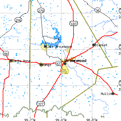 Zip code 76801 close-up map