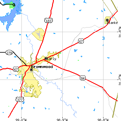 Zip code 76802 close-up map