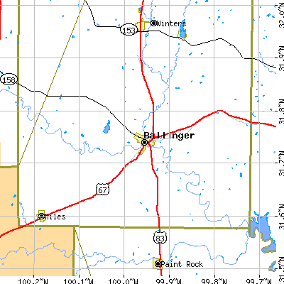 Zip code 76821 close-up map