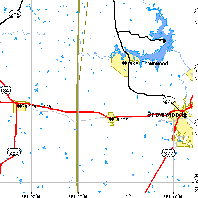 Zip code 76823 close-up map