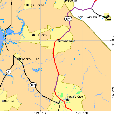 Zip code 93907 close-up map