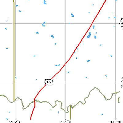 Zip code 76827 close-up map