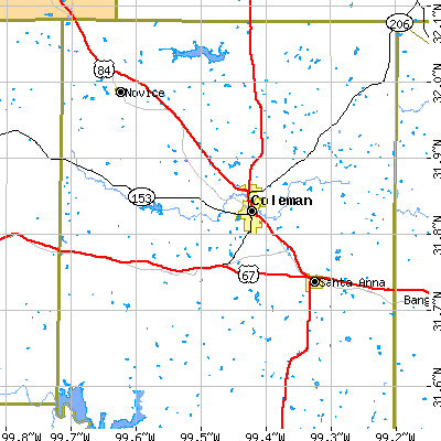 Zip code 76834 close-up map