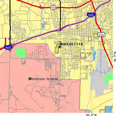 Zip code 35805 close-up map
