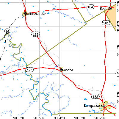Zip code 76853 close-up map