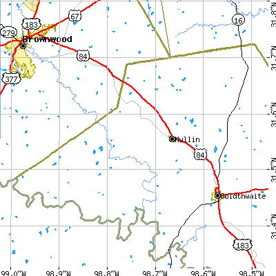 Zip code 76864 close-up map