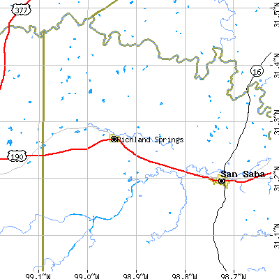 Zip code 76871 close-up map