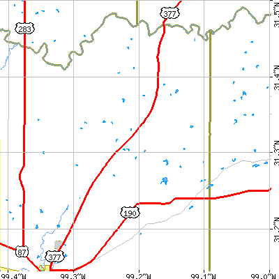 Zip code 76872 close-up map