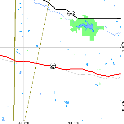 Zip code 76882 close-up map