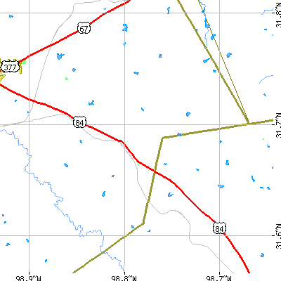 Zip code 76890 close-up map