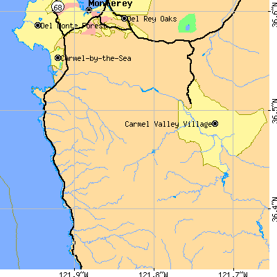 Zip code 93923 close-up map