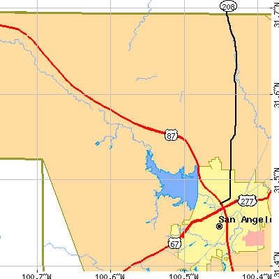 Zip code 76901 close-up map