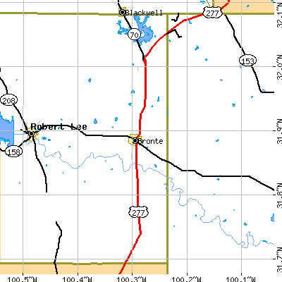 Zip code 76933 close-up map