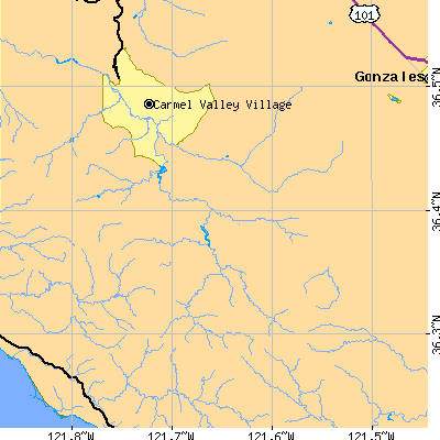Zip code 93924 close-up map