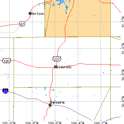 Zip code 76936 close-up map
