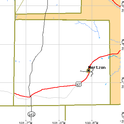 Zip code 76941 close-up map