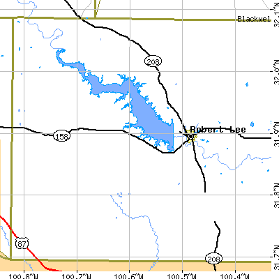 Zip code 76945 close-up map