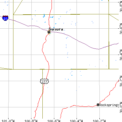Zip code 76950 close-up map