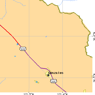 Zip code 93925 close-up map