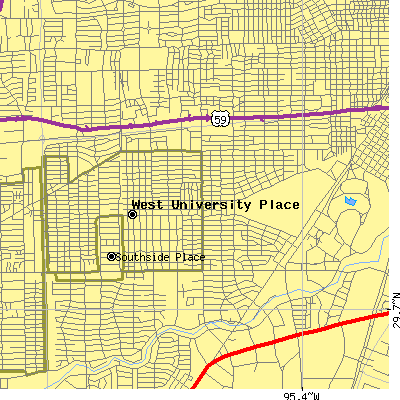 Zip code 77005 close-up map