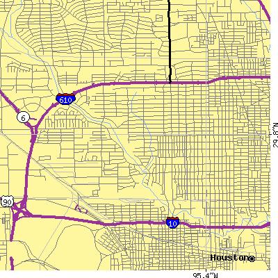 Zip code 77008 close-up map