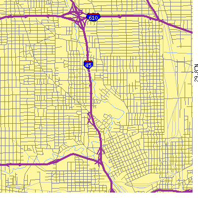 Zip code 77009 close-up map