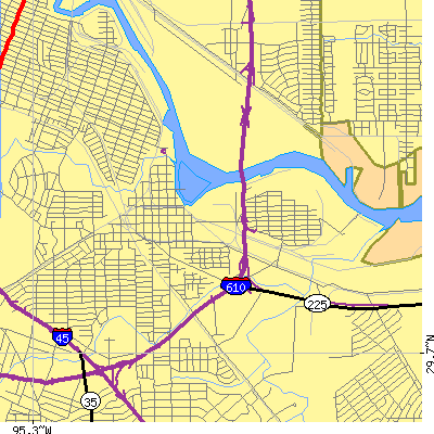 Zip code 77012 close-up map