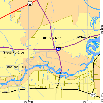 Zip code 77015 close-up map