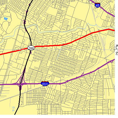 Zip code 77021 close-up map