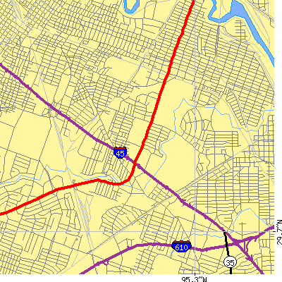 Zip code 77023 close-up map