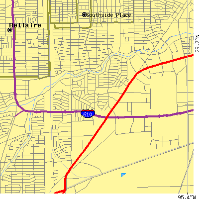 Zip code 77025 close-up map