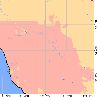 Zip code 93928 close-up map