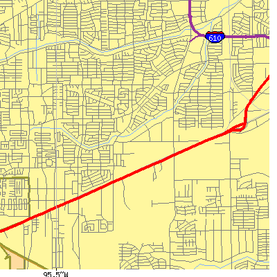 Zip code 77035 close-up map