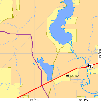 Zip code 77044 close-up map