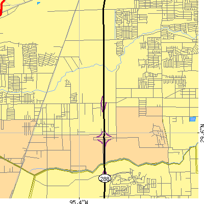 Zip code 77047 close-up map