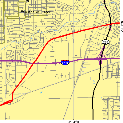 Zip code 77054 close-up map