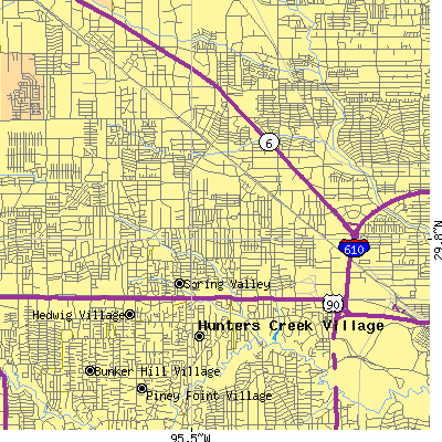 Zip code 77055 close-up map