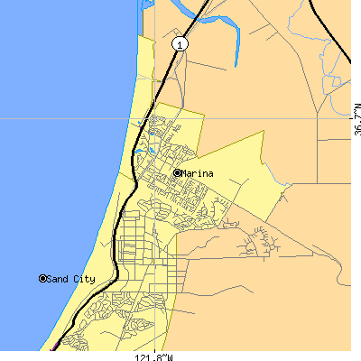 Zip code 93933 close-up map