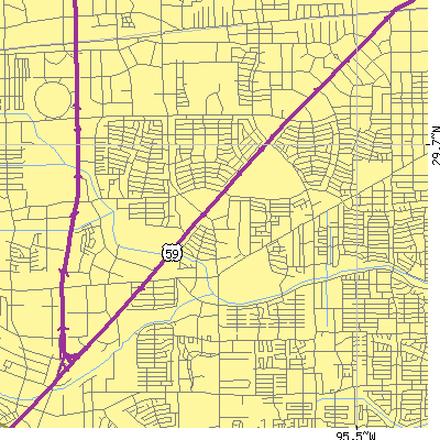 Zip code 77074 close-up map