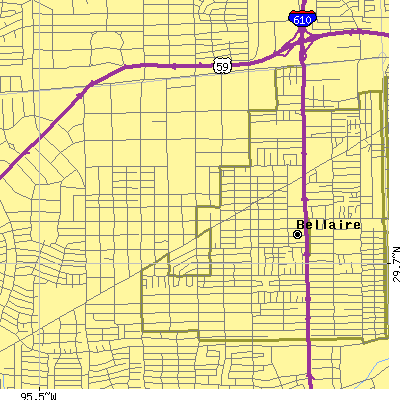 Zip code 77081 close-up map